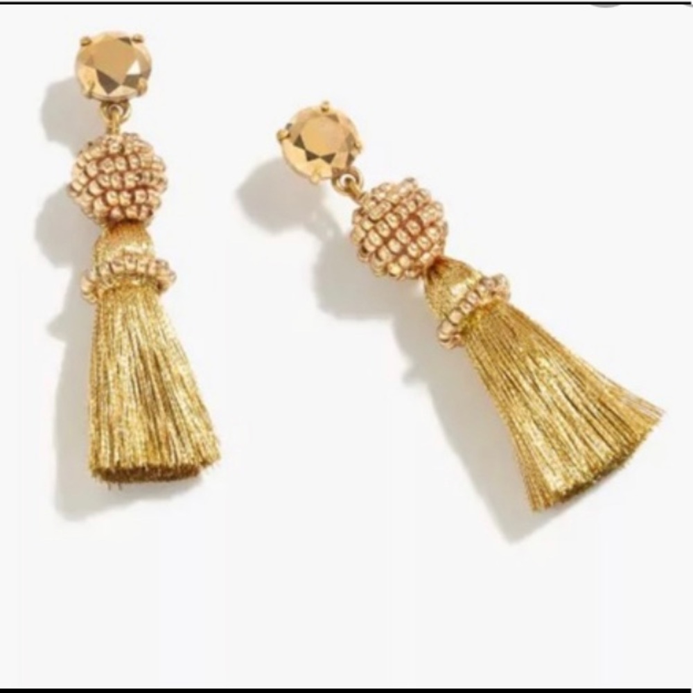 J.crew Beaded Tassel Earring Gold